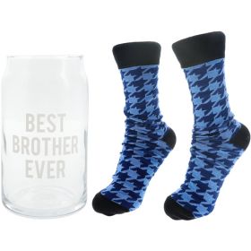 BEST BROTHER BEER GLASS & SOCK SET